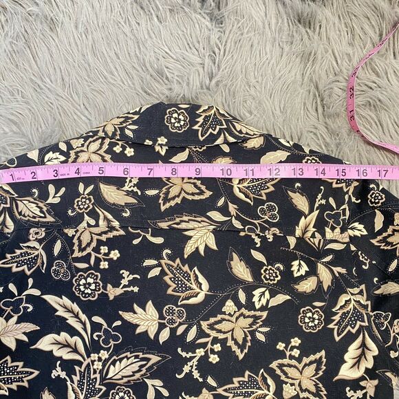 Appleseeds Women’s Tapestry Floral blazer bomber Jacket Button Brown denim M - Picture 9 of 12